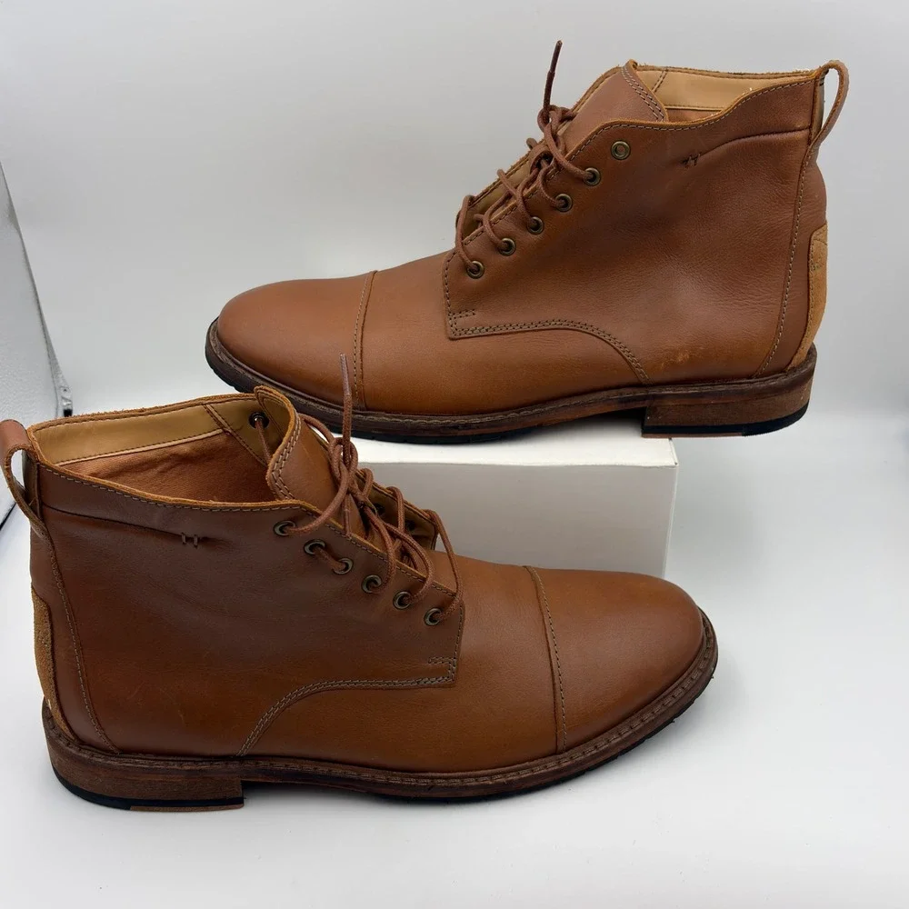 Clarks Trace Quest Tan Leather Cap Toe Lace Up Boots Mens 13 261448667120
